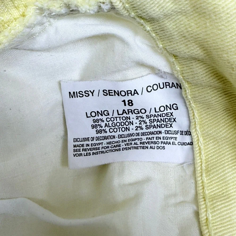 Gloria Vanderbilt Amanda High Rise Straight Leg Jeans Yellow Womens 18 Long - Picture 5 of 11